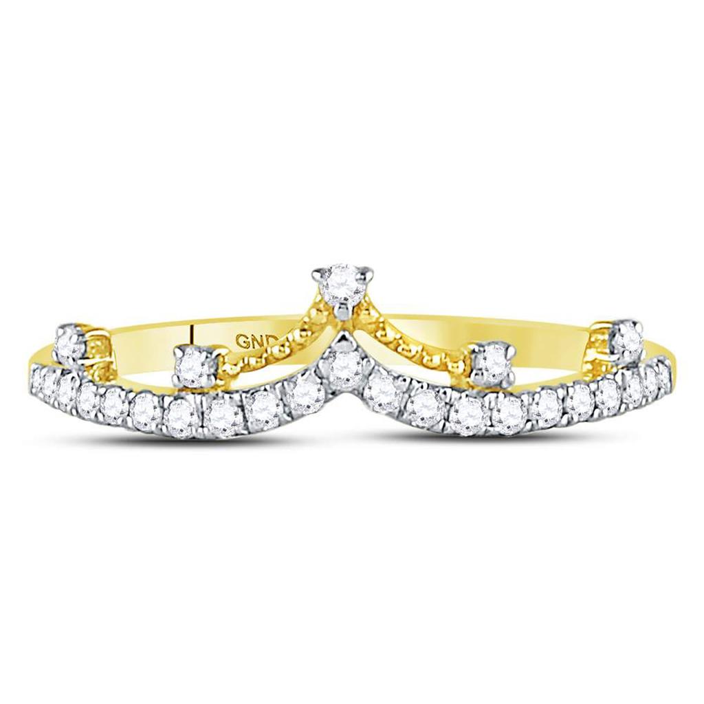 Image of ID 1 10kt Yellow Gold Round Diamond Crown Tiara Fashion Band Ring 1/5 Cttw