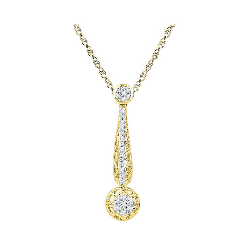 Image of ID 1 10kt Yellow Gold Round Diamond Drop Cluster Pendant 1/3 Cttw