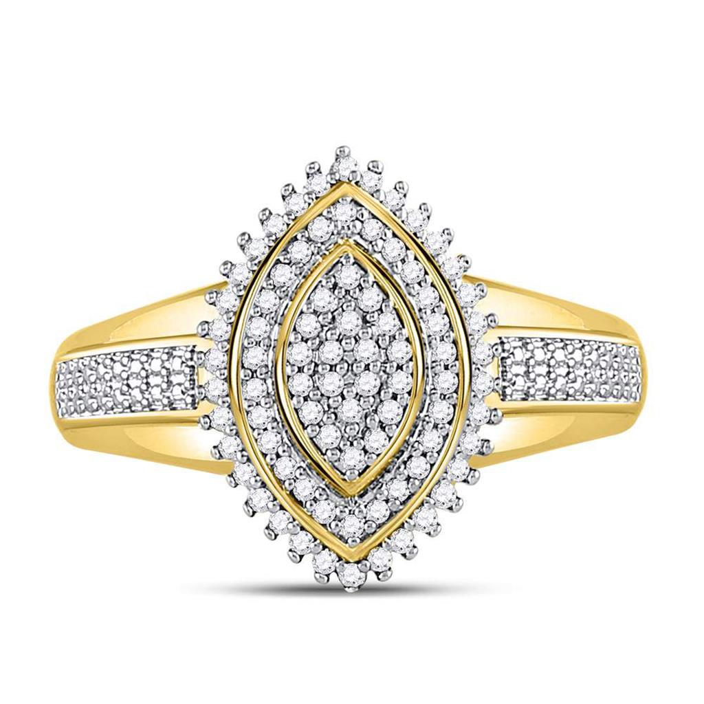 Image of ID 1 10kt Yellow Gold Round Diamond Marquise-shape Cluster Ring 1/4 Cttw