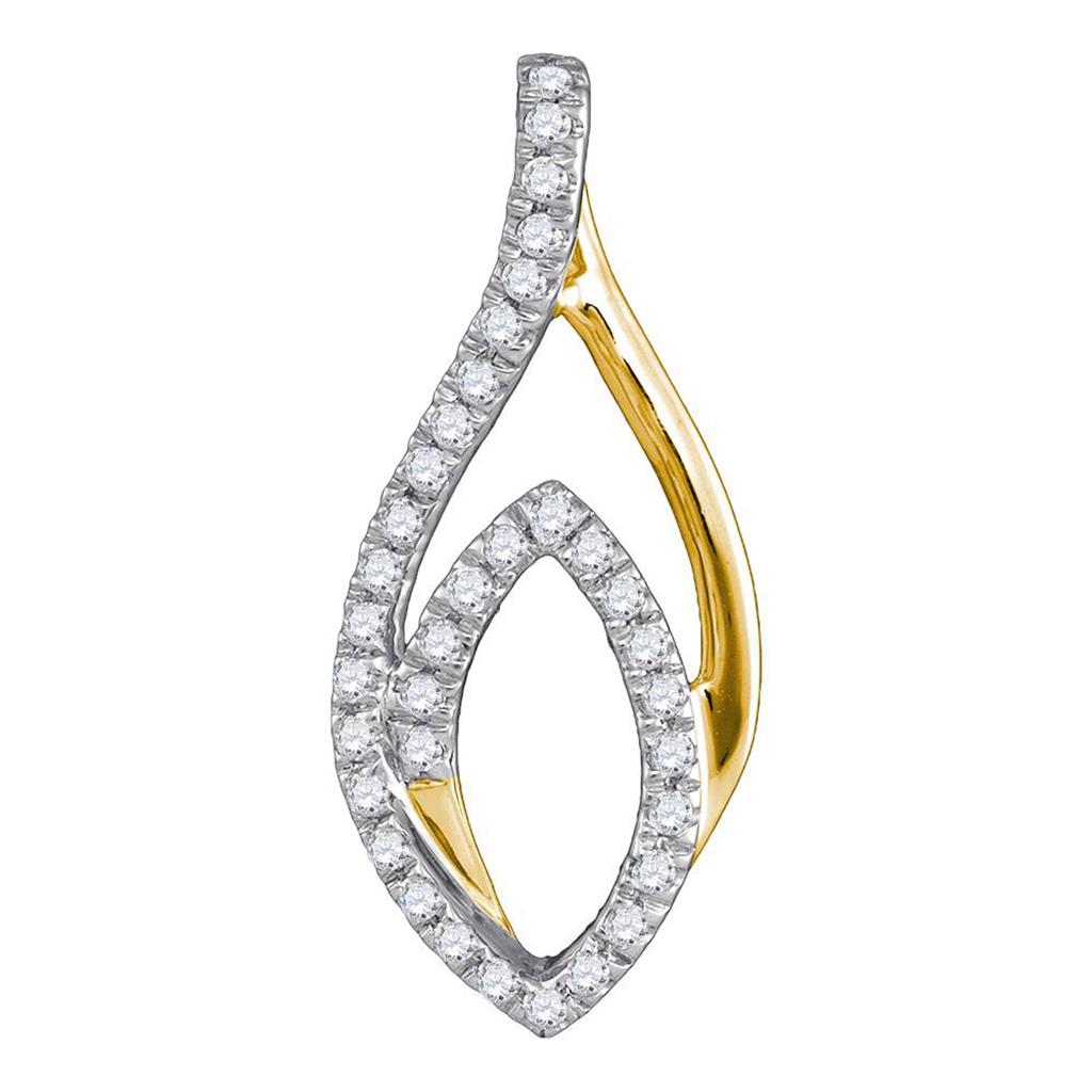 Image of ID 1 10kt Yellow Gold Round Diamond Oval Fashion Pendant 1/5 Cttw