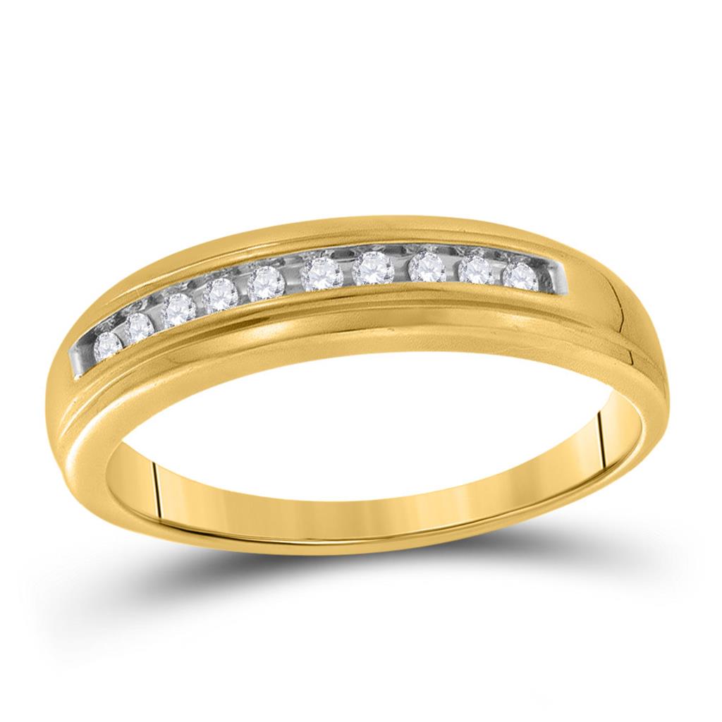 Image of ID 1 10kt Yellow Gold Round Diamond Single Row Channel-set Wedding Band 1/8 Cttw