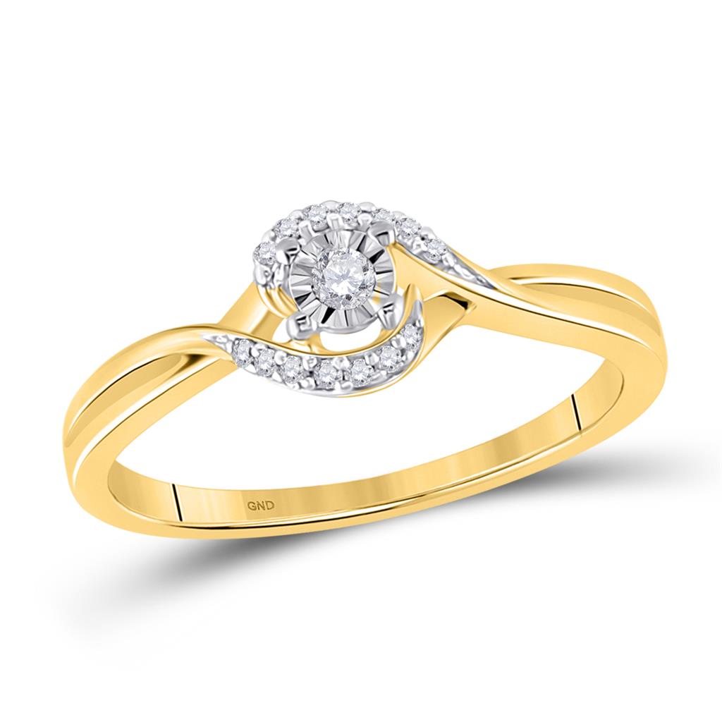 Image of ID 1 10kt Yellow Gold Round Diamond Solitaire Promise Ring 1/10 Cttw