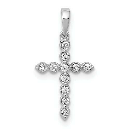 Image of ID 1 1/10ct 14K Yellow White or Rose Gold Diamond Cross Pendant Religious Jewelry