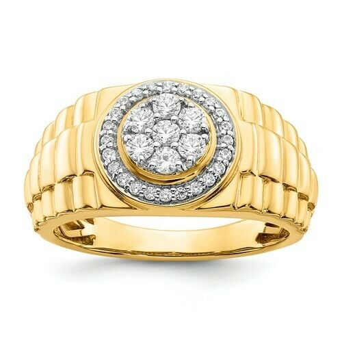 Image of ID 1 1/2 Ct Real Diamond Men's Ring in 10K Yellow and White Gold