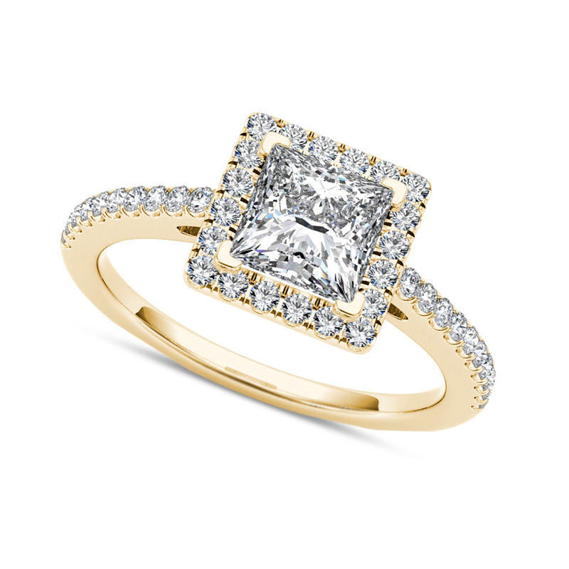 Image of ID 1 120 CT TW Princess-Cut Natural Diamond Frame Engagement Ring in Solid 14K Gold