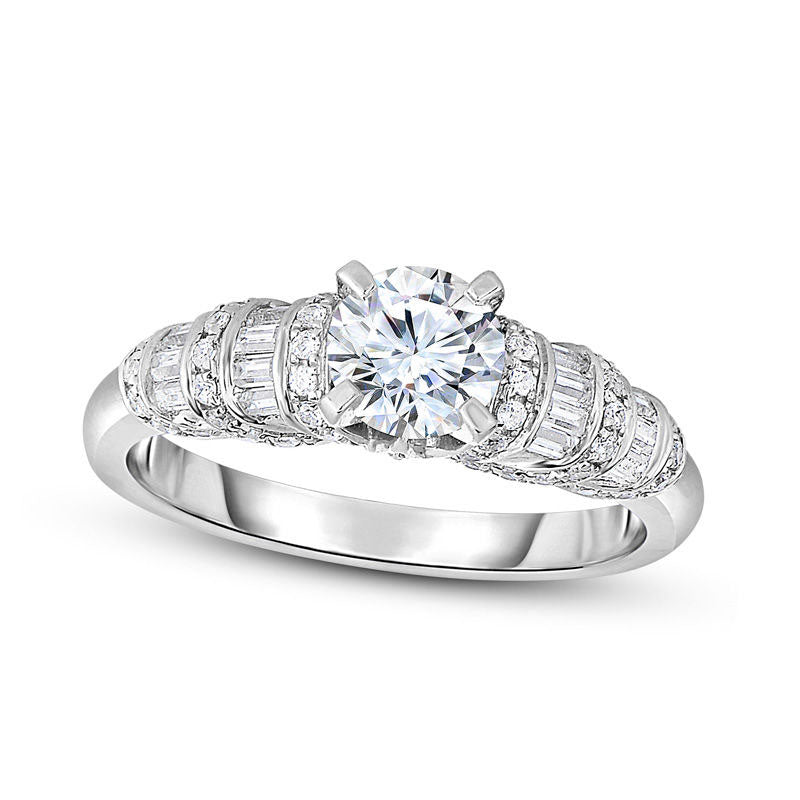 Image of ID 1 125 CT TW Natural Diamond Collar Multi-Row Engagement Ring in Solid 14K White Gold