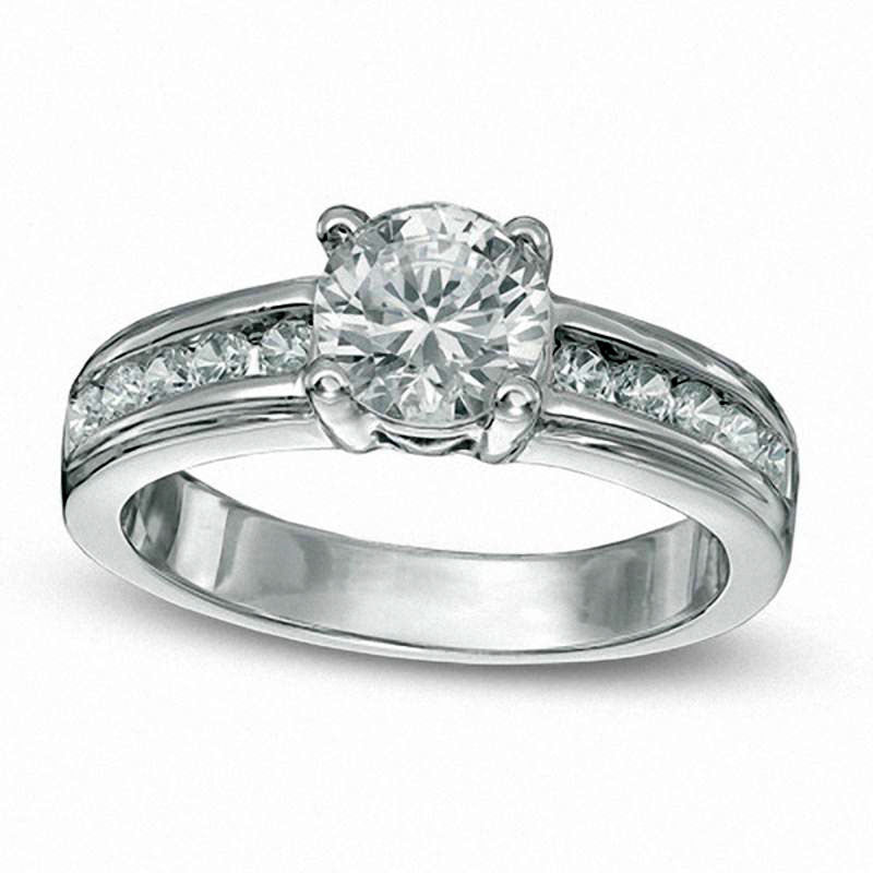 Image of ID 1 125 CT TW Natural Diamond Engagement Ring in Solid 10K White Gold