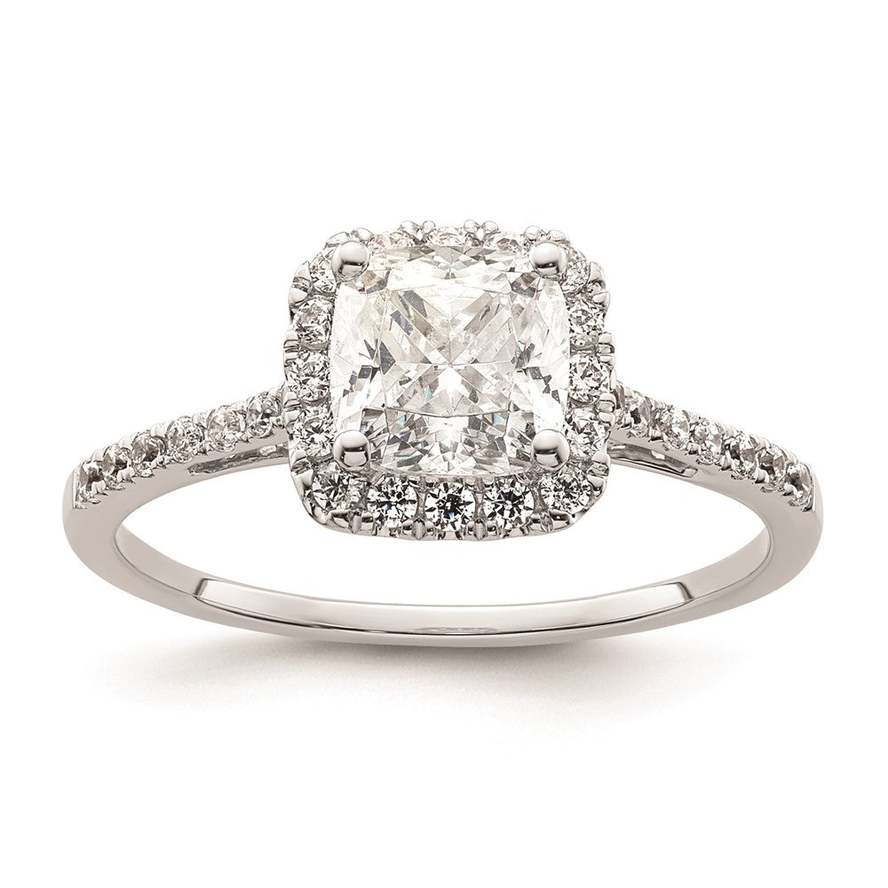 Image of ID 1 125ct CZ Solid Real 14ktt Cushion Halo Engagement Ring