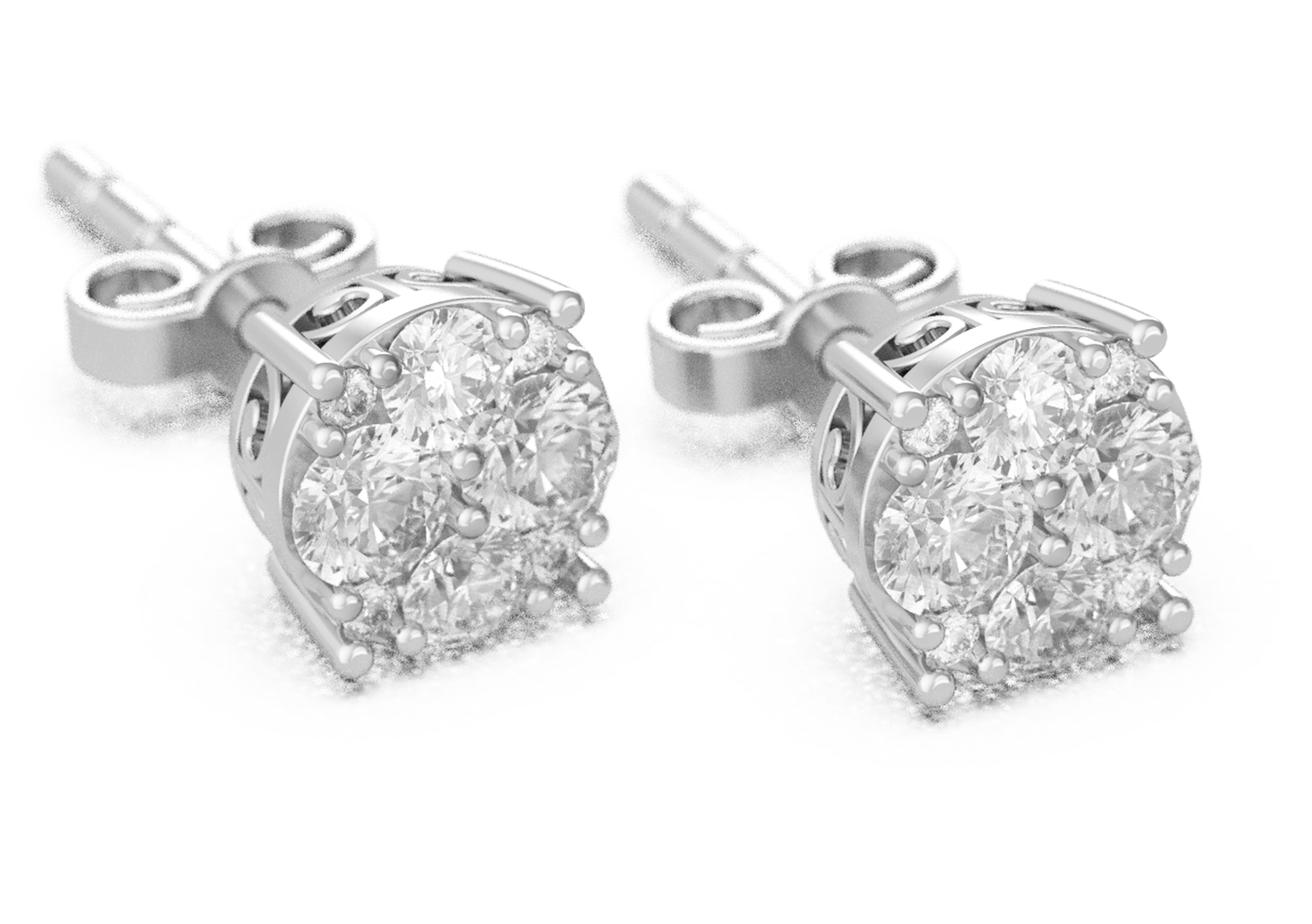 Image of ID 1 1/2Ct Natural Diamond Stud Earrings Set in Sterling Silver