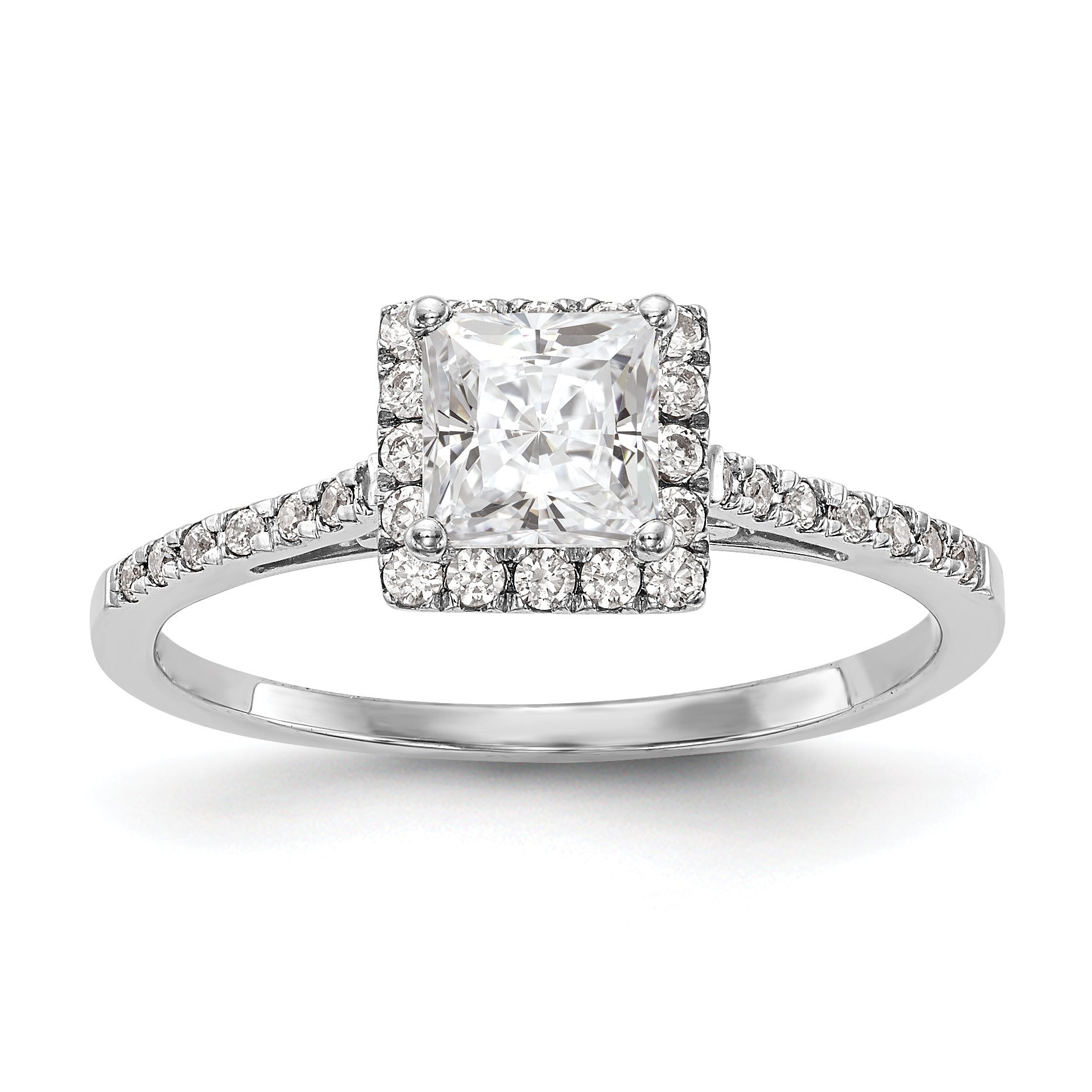 Image of ID 1 1/3 Ct Ct Natural Princess Cut Diamond Semi-mount Engagement Ring in 14K White Gold (Center Diamond is not Included)