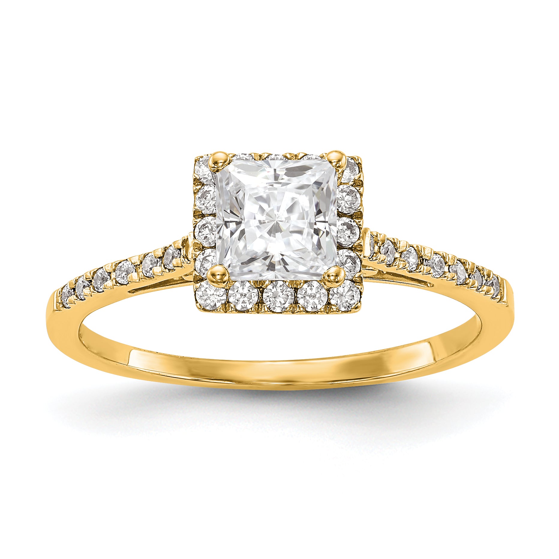 Image of ID 1 1/3 Ct Ct Natural Princess Cut Diamond Semi-mount Engagement Ring in 14K Yellow Gold (Center Diamond is not Included)