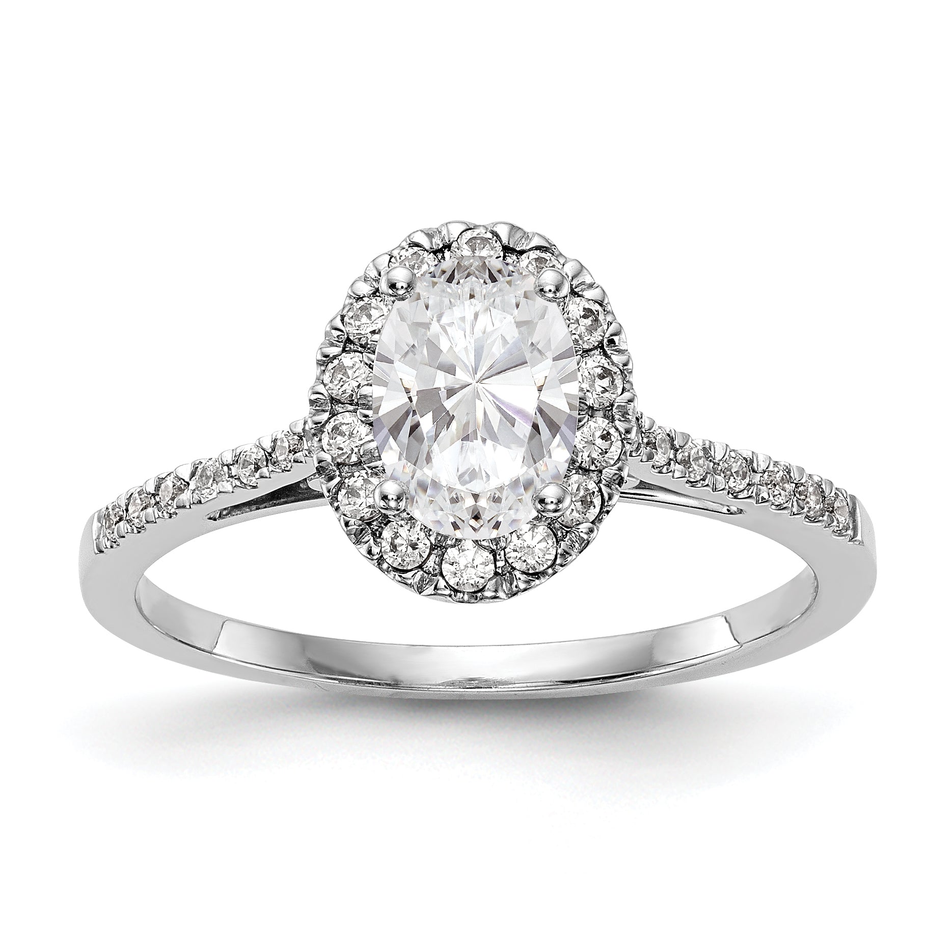 Image of ID 1 1/3 Ct Natural Diamond Semi-mount Oval Halo Engagement Ring in 14K White Gold