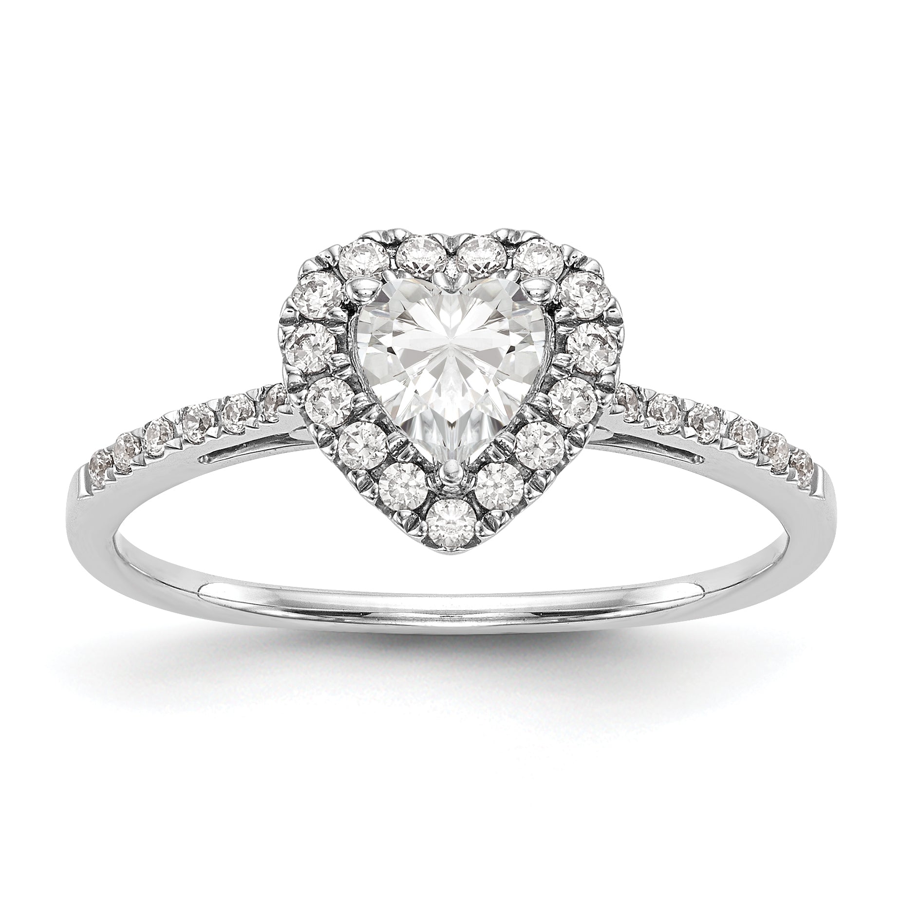 Image of ID 1 1/3 Ct Natural Heart Shape Diamond Semi-mount Engagement Ring in 14K White Gold
