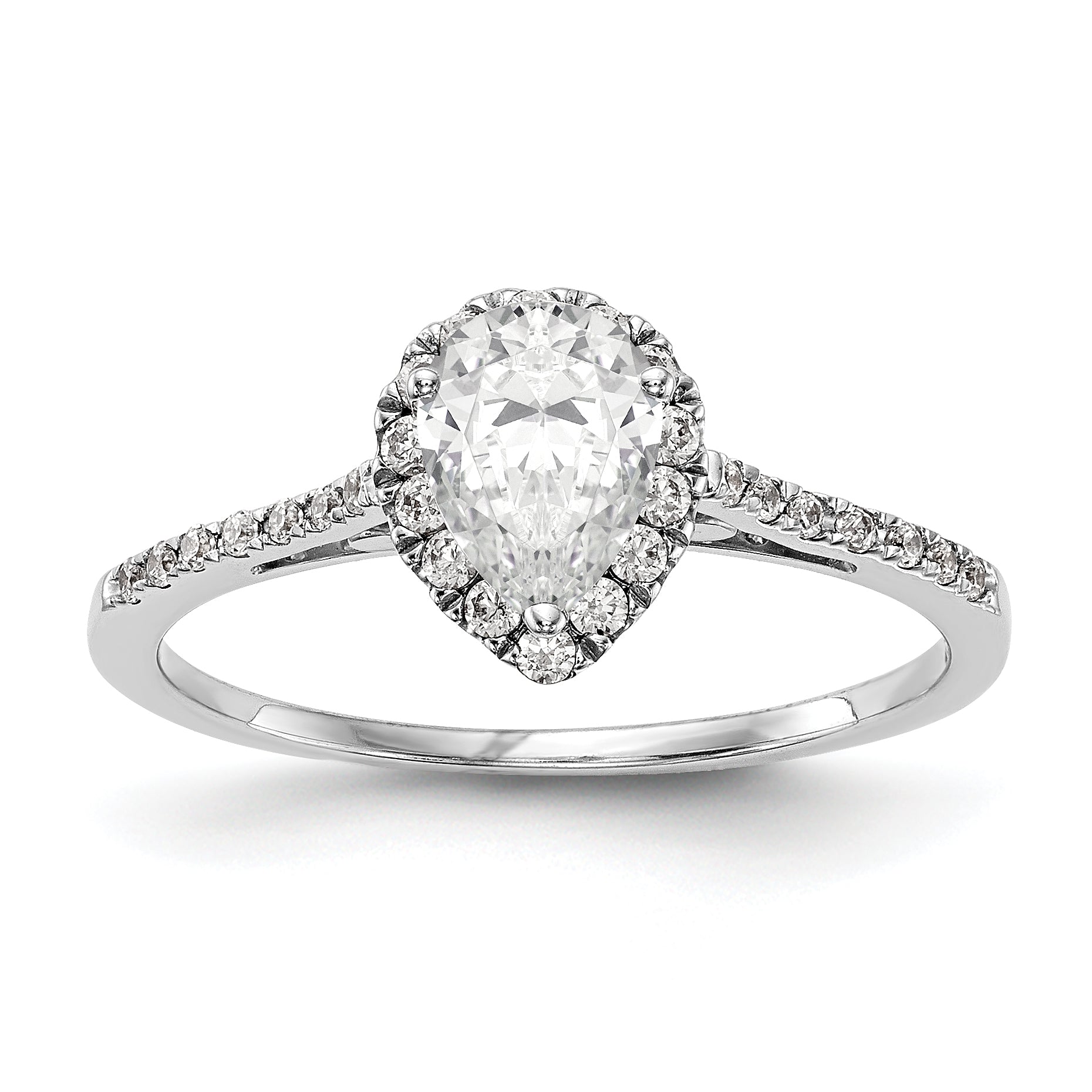 Image of ID 1 1/3 Ct Natural Pear Shape Diamond Semi-mount Engagement Ring in 14K White Gold