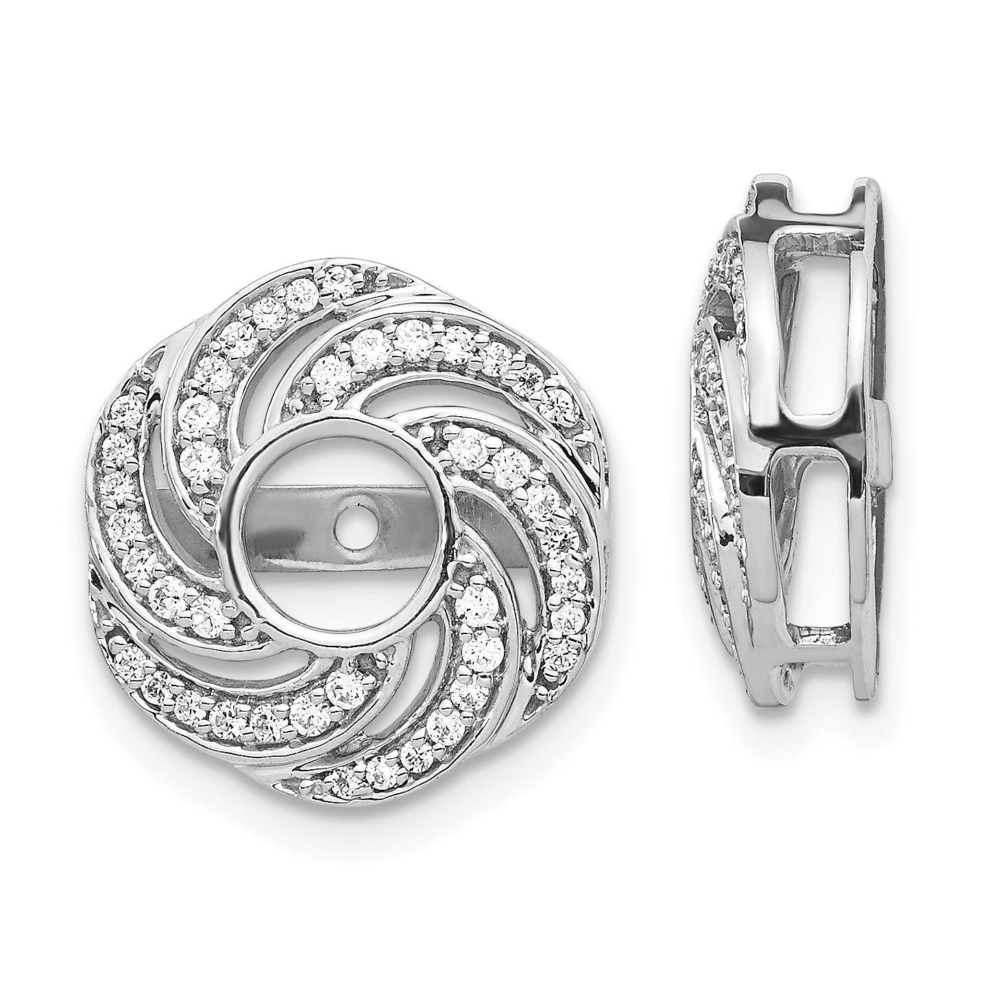 Image of ID 1 1/3 Ct Real Diamond Swirl Design Earring Jackets in 14K White Gold Fine Jewelry