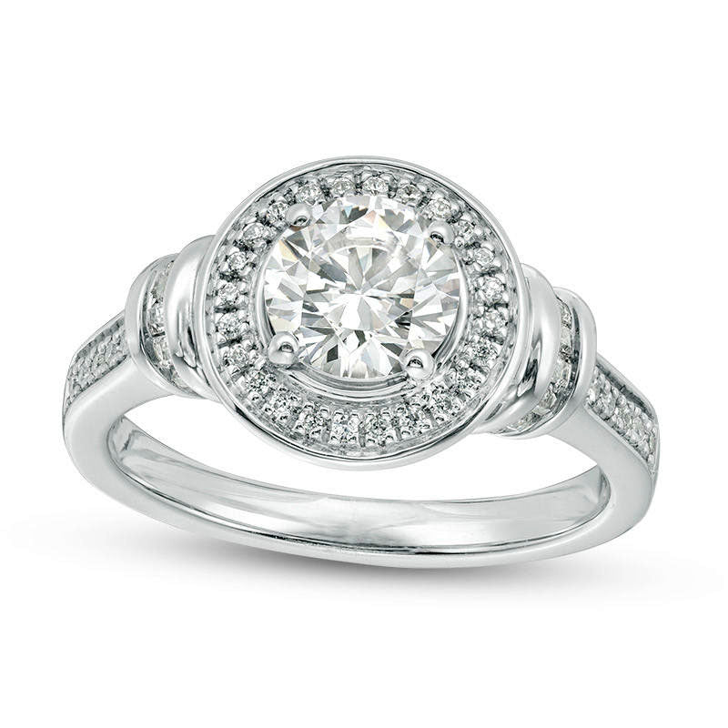 Image of ID 1 133 CT TW Natural Diamond Collar Engagement Ring in Solid 18K White Gold (I/SI2)