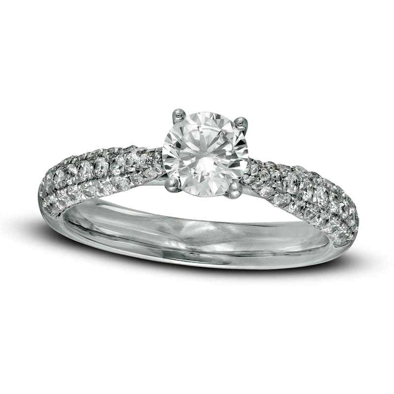 Image of ID 1 133 CT TW Natural Diamond Tapered Shank Engagement Ring in Solid 14K White Gold