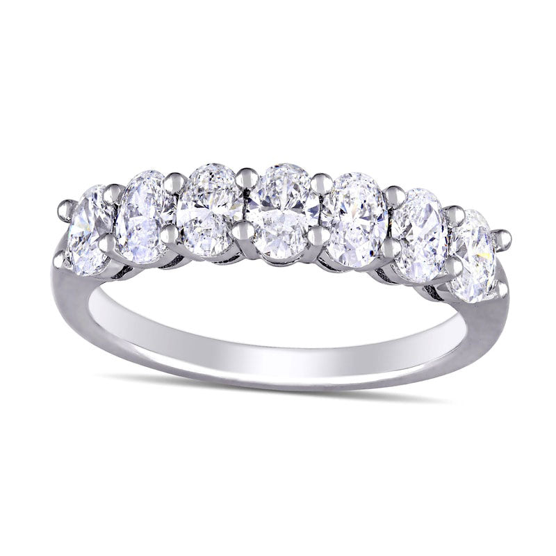 Image of ID 1 133 CT TW Oval Natural Diamond Seven Stone Anniversary Band in Solid 14K White Gold (G/SI2)