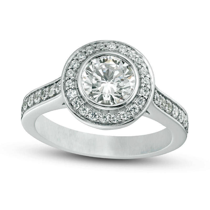 Image of ID 1 138 CT TW Natural Diamond Frame Engagement Ring in Solid 18K White Gold (I/SI2)