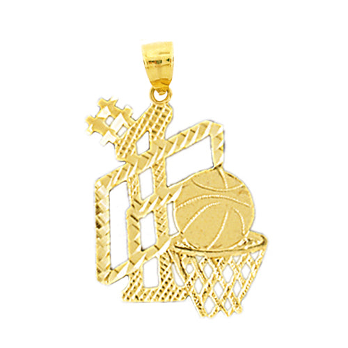 Image of ID 1 14K Gold #1 Basketball Pendant