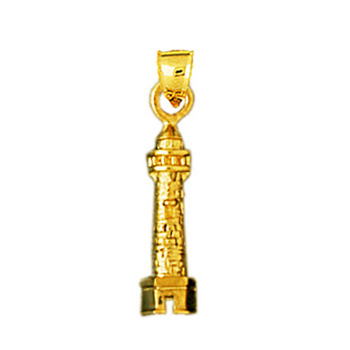 Image of ID 1 14K Gold 15MM 3D Lighthouse Charm
