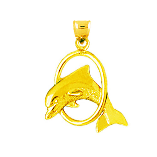 Image of ID 1 14K Gold 16MM Calf Jumping Through Ring Charm