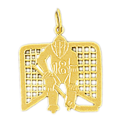 Image of ID 1 14K Gold #18 Jersey Hockey Goalie Pendant