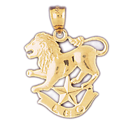 Image of ID 1 14K Gold 20MM Zodiac Leo Pendant