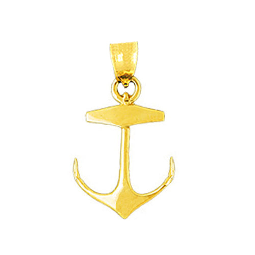 Image of ID 1 14K Gold 22MM Mariner Ship Anchor Pendant