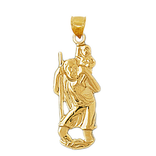 Image of ID 1 14K Gold 22MM Saint Christopher Pendant