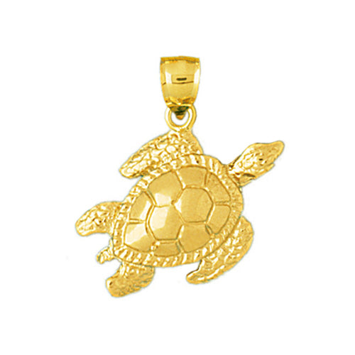 Image of ID 1 14K Gold 22MM Sea Turtle Pendant
