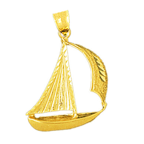 Image of ID 1 14K Gold 22MM Single Mast Sailboat Pendant