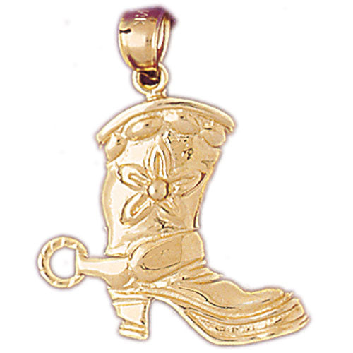 Image of ID 1 14K Gold 23MM Cowboy Boot with Spur Pendant