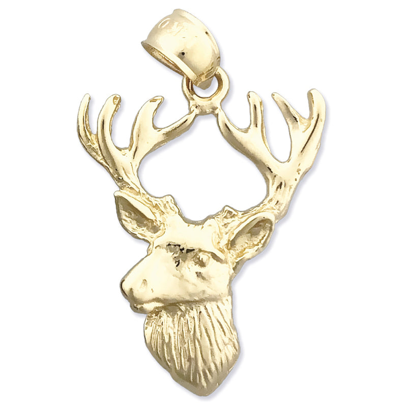 Image of ID 1 14K Gold 23MM Deer Head with Antlers Pendant