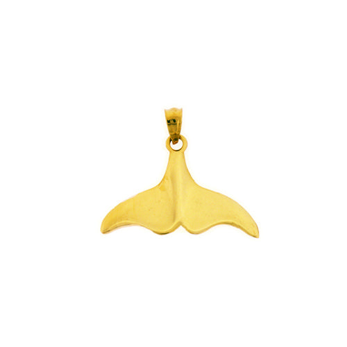 Image of ID 1 14K Gold 23MM Wide Whale Tail Fluke Pendant