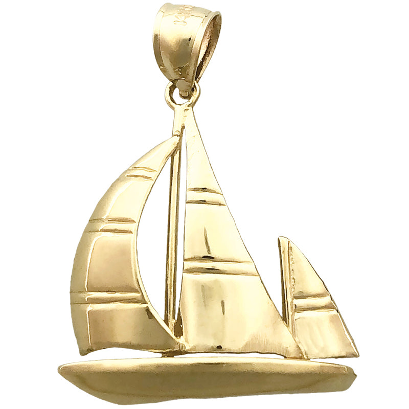 Image of ID 1 14K Gold 24MM Ketch Sailboat Pendant