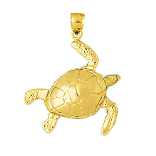 Image of ID 1 14K Gold 24MM Long Sea Turtle Pendant