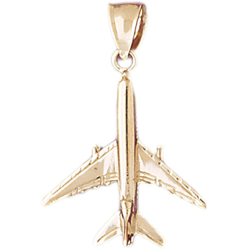 Image of ID 1 14K Gold 25MM 3D Two Engine Airplane Pendant