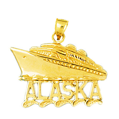 Image of ID 1 14K Gold 25MM Alaska Cruise Ship Pendant