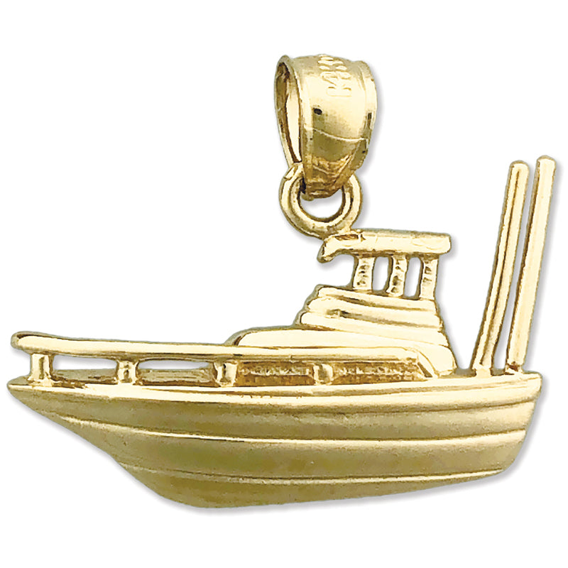 Image of ID 1 14K Gold 25MM Fishing Boat Charm