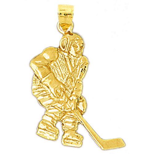 Image of ID 1 14K Gold 25MM Hockey Player Pendant