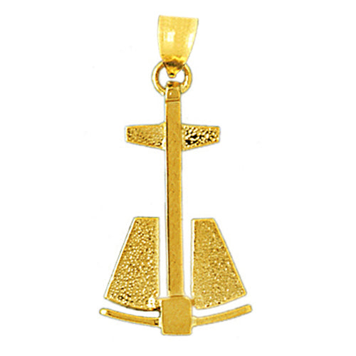 Image of ID 1 14K Gold 25MM Ship Anchor Pendant
