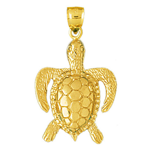 Image of ID 1 14K Gold 26MM Long Sea Turtle Pendant