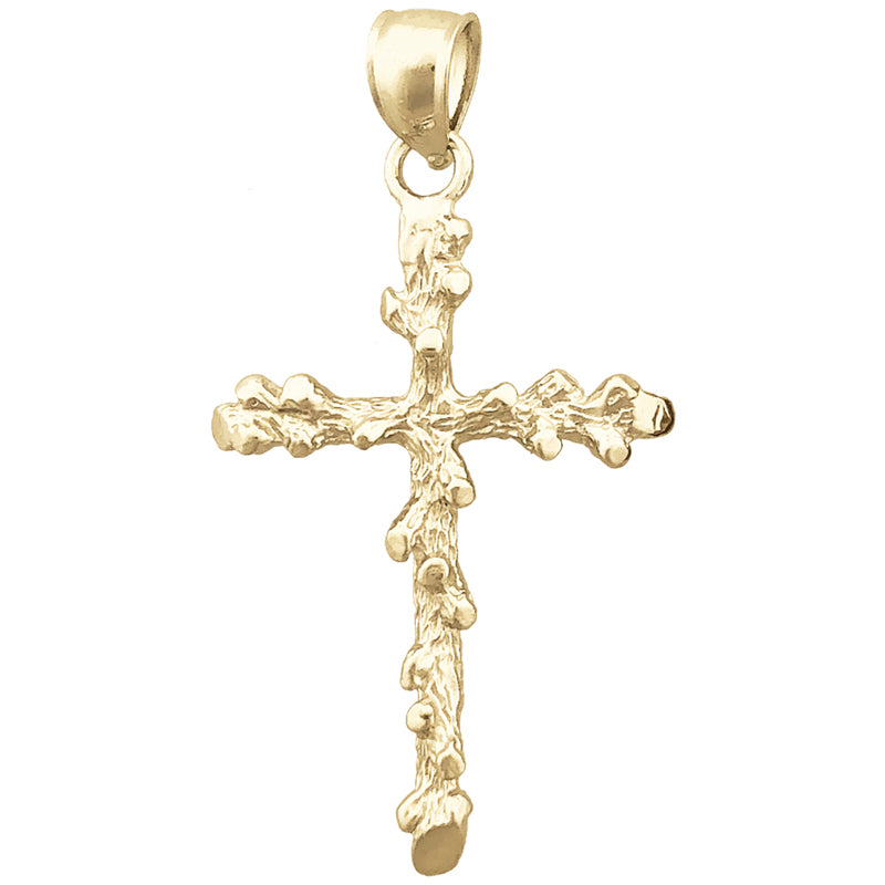 Image of ID 1 14K Gold 26MM Nugget 3D Cross Pendant