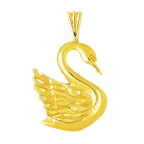Image of ID 1 14K Gold 27MM Swan Pendant