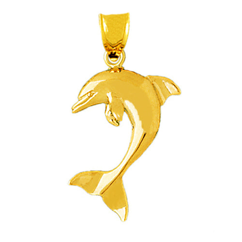 Image of ID 1 14K Gold 28MM Dolphin Pendant