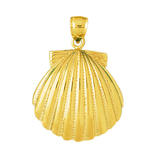 Image of ID 1 14K Gold 28MM Scallop Shell Pendant
