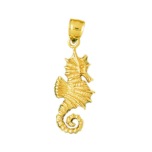 Image of ID 1 14K Gold 28MM Seahorse Pendant