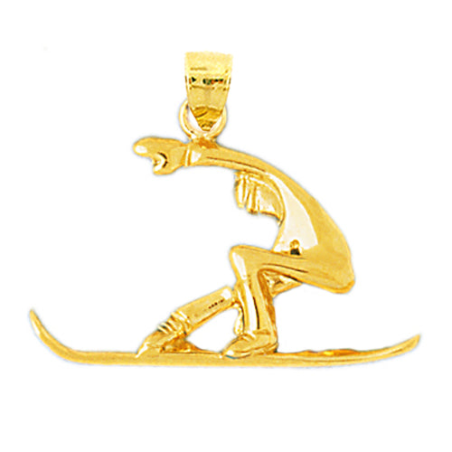 Image of ID 1 14K Gold 28MM Snowboarder Pendant