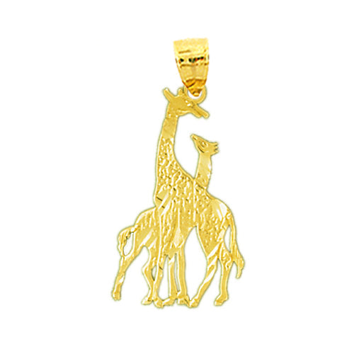 Image of ID 1 14K Gold 28MM Two Giraffes Pendant